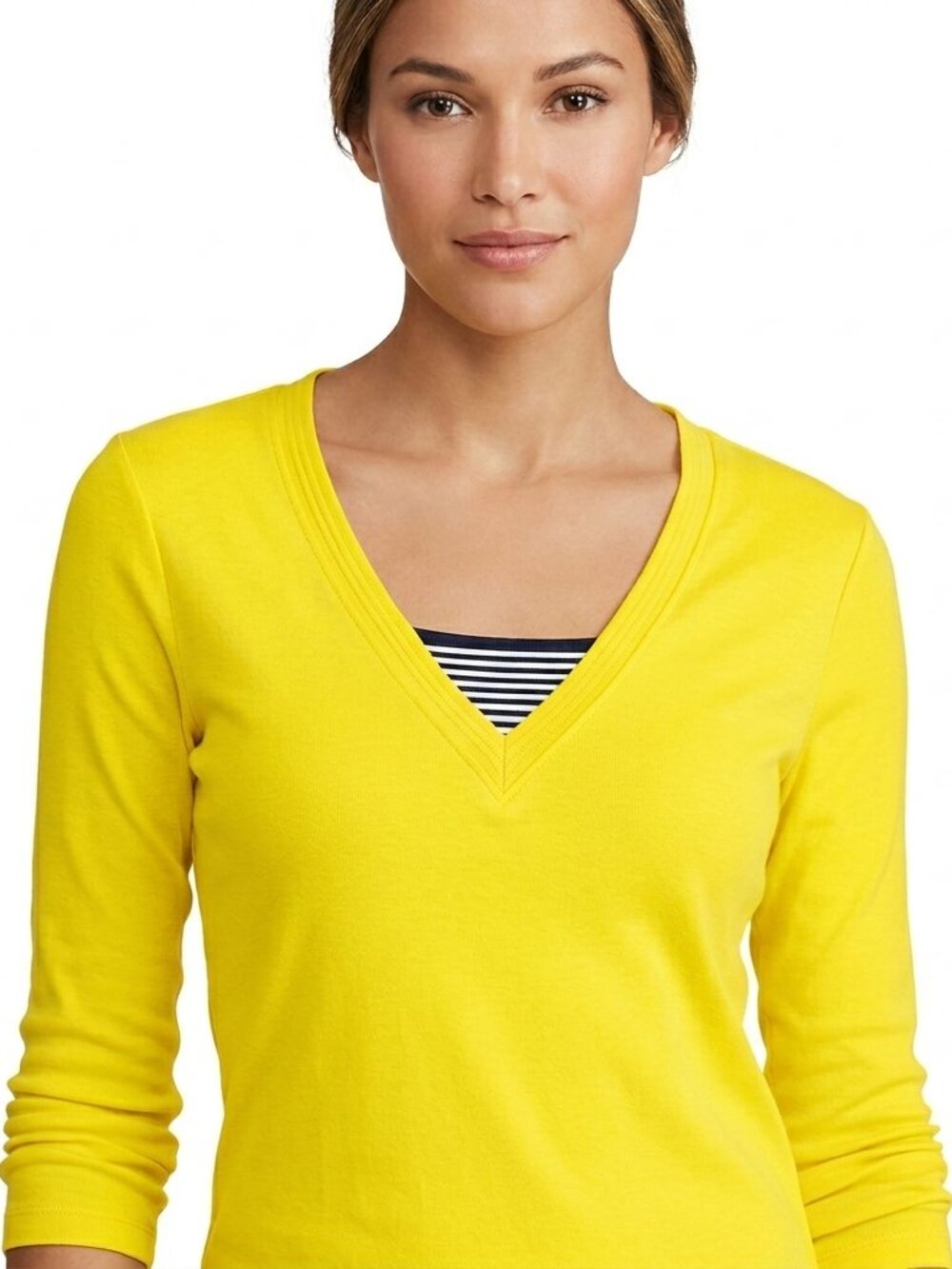 Lauren Ralph Lauren Yellow V-Neck Long Sleeve Layered look Top